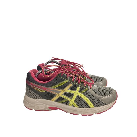 Asics t5f9n Women Size 8.5 Gray Yellow Pink Gel-Contend 3 Running sneaker Shoes - Picture 5 of 8